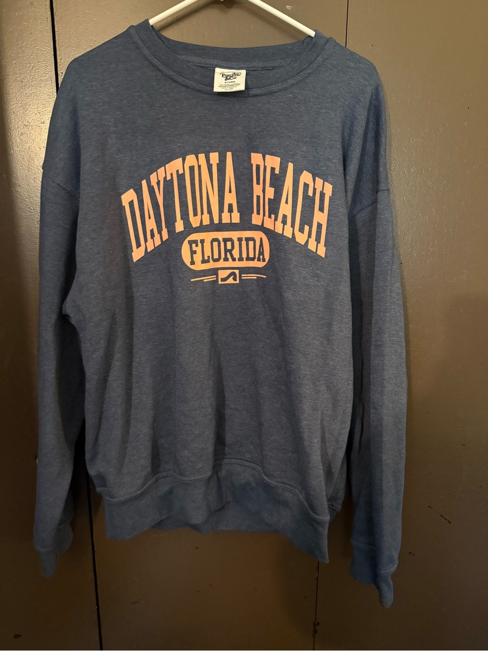 Daytona Beach Florida Crewneck Sweatshirt - Blue with Peach Graphic